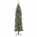 vidaXL Umelý chudý vianočný strom Zelená a biela 240 cm