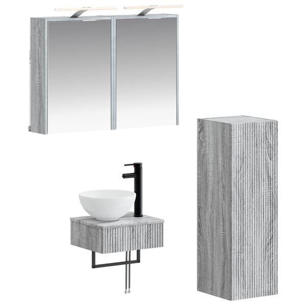 vidaXL Set kabinetov do kúpeľne 4 pcs Sivý Sonoma 43 x 16 x 62,5 cm