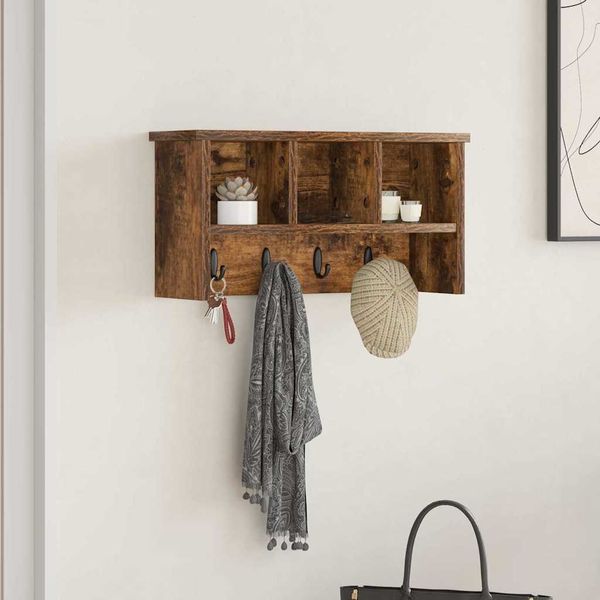 vidaXL Vešiak na stenu Dymová dub 50 x 16 x 26 cm Kompozitné drevo