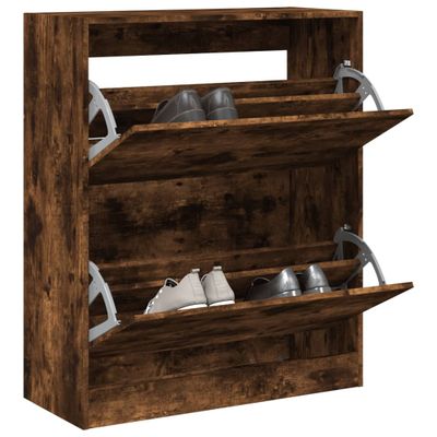 vidaXL Botník dymový dub 80x34x96,5 cm kompozitné drevo