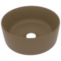 vidaXL Luxusné umývadlo, okrúhle, matné krémové 40x15 cm, keramika