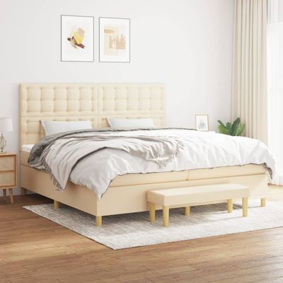 vidaXL Boxspring posteľ s matracom krémová 200x200 cm látka
