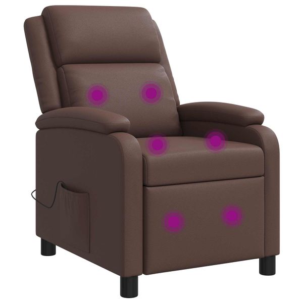 vidaXL Masážne relaxačné kreslo Hnedá Umelá koža