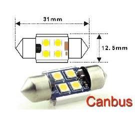 Žiarovka LED SV8,5-8 strop 31 mm 12-24 V/1,5 W biela, 4x SMD3030