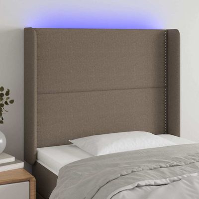 vidaXL Čelo postele s LED sivohnedé 103x16x118/128 cm látka
