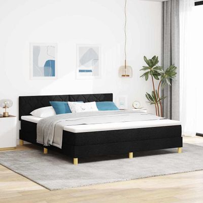 vidaXL Posteľ s pružinovým rámom s vankúšom Čierna 180 x 200 cm látka