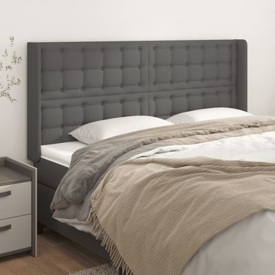 vidaXL Čelo postele so záhybm sivé 163x16x118/128 cm umelá koža