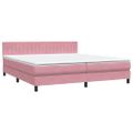vidaXL Posteľný rám boxsping s matracom ružový 200x220 cm zamat