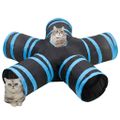 vidaXL Tunel pre mačky 5-cestný čierno-modrý 25 cm polyester