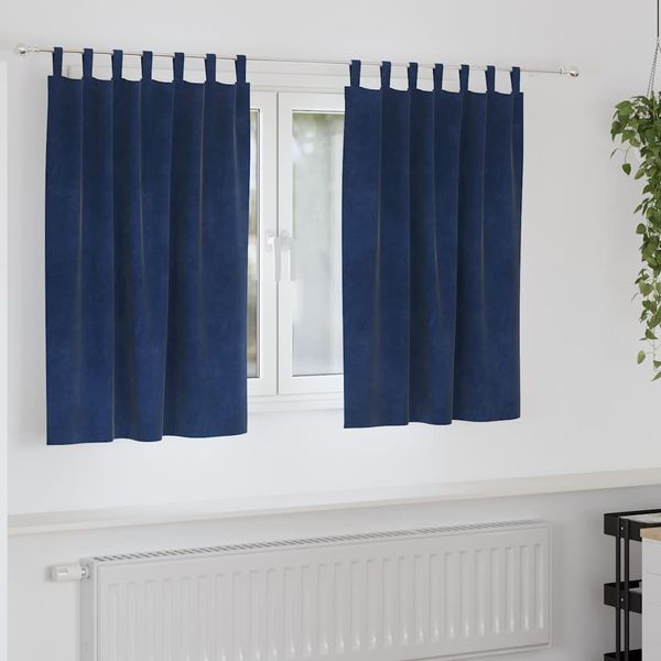 vidaXL Zatemňovacie závesy 2 pcs Tmavomodrá 140 x 140 cm Zamat