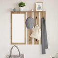 vidaXL Vešiak na stenu Nástenná montáž dub artisan 84 x 10 x 80 cm