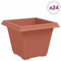 vidaXL Štvorcový črepník na kvety 24 ks Tehlovo červená Plast
