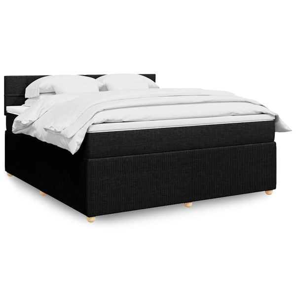vidaXL Posteľný rám boxspring s matracom čierny 180x200 cm látka