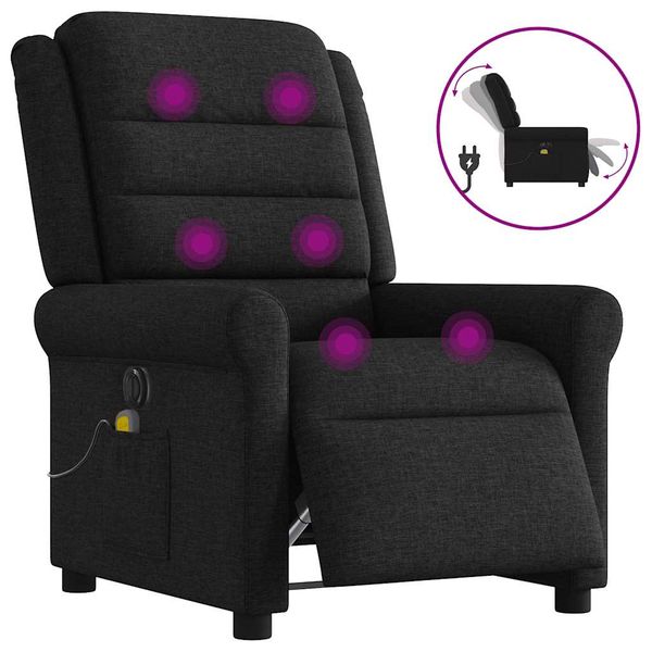 vidaXL Elektrické masážne kreslo čierne látka