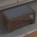 vidaXL Konferenčný stolík s LED hnedý dub 93x53x45 cm kompozit. drevo