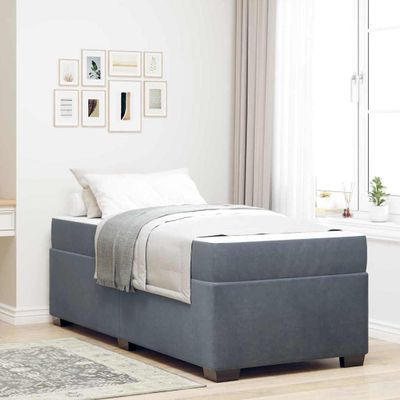 vidaXL Rám postele s matracmi Tmavo šedá 100 x 200 cm látka
