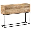 vidaXL Konzolový stolík 110x30x75cm surový mangovníkový masív a železo