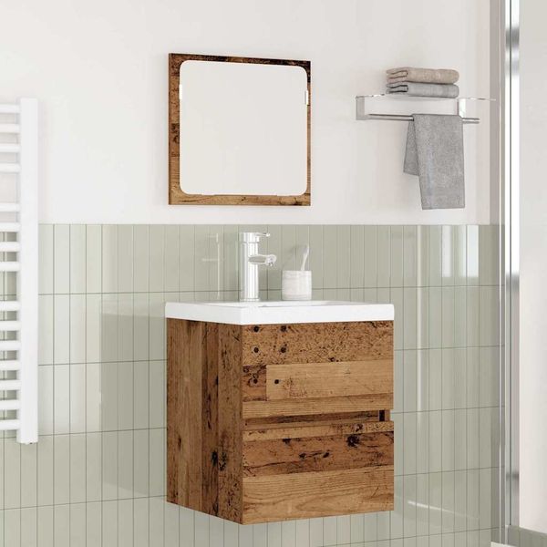 vidaXL Sada kúpeľňového nábytku so zásuvkou 2 pcs Staré drevo a biela