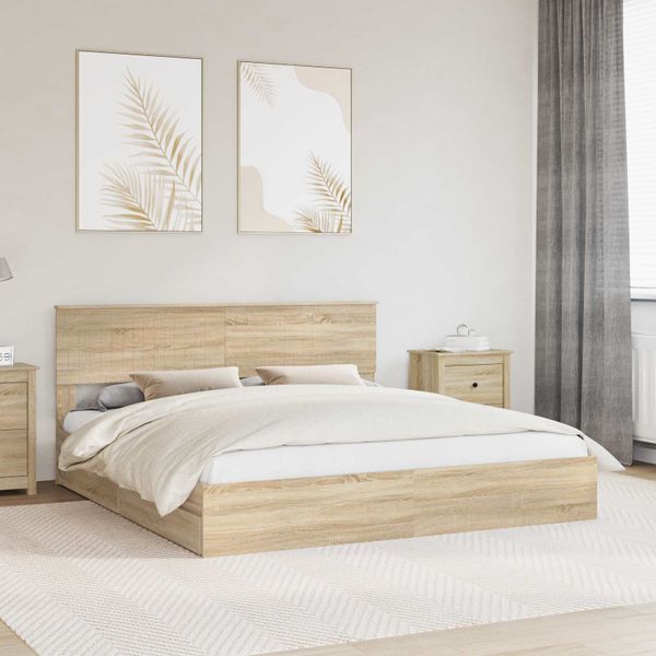 vidaXL Úložná posteľ Sonoma dub 180 x 200 cm Kompozitné drevo