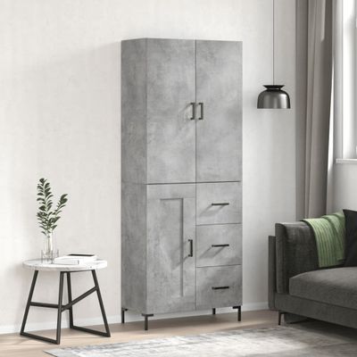 vidaXL Vysoká skrinka betónová sivá 69,5x34x180 cm spracované drevo