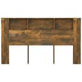 vidaXL Čelo postele so skrinkou dymový dub 180x18,5x104,5 cm