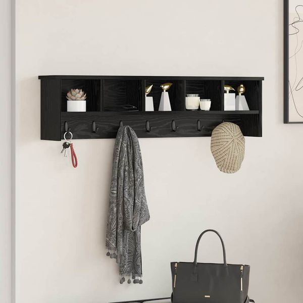 vidaXL Vešiak na stenu Čierny dub 100 x 16 x 26 cm Kompozitné drevo