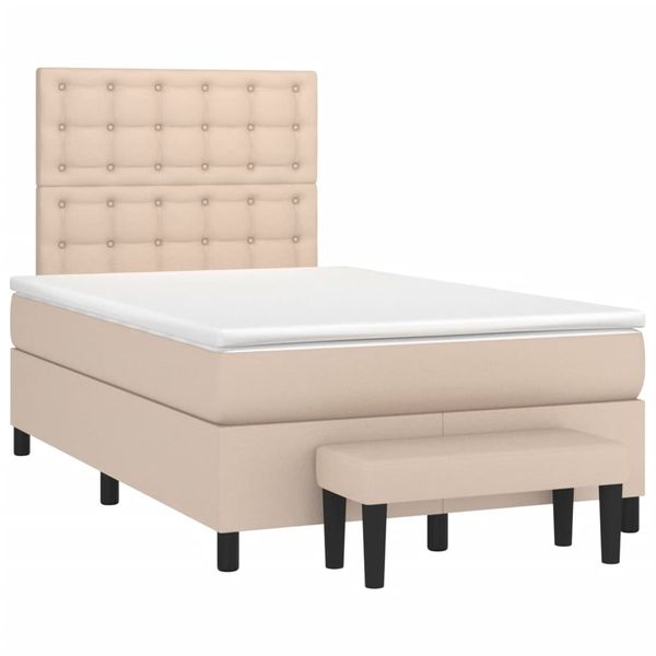 vidaXL Boxspring posteľ+matrac, kapučínová 120x190cm, umelá koža