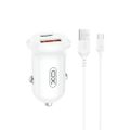 XO car charger CC69 PD 30W QC 1x USB 1x USB-C white + cable USB - USB-C