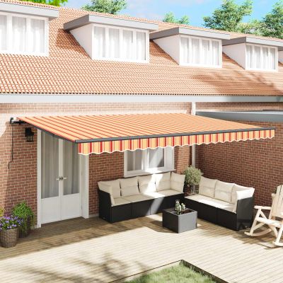 vidaXL Sklopná markíza Žltá a oranžová 500 × 300 cm Polyester a hliník