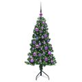 vidaXL Rohový umelý vianočný strom s 150 LED-i Zelená 120 cm PVC a kov