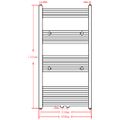 Sivý rebríkový radiátor na centrálne vykurovanie, rovný 600x1160 mm