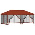 vidaXL Altánok so stenami 6 x 3 m Tehlová Polyester a oceľ 190 gsm