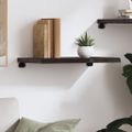 vidaXL Nástenná polica tmavohnedá 60x40x(2-4) cm ošetrený dubový masív