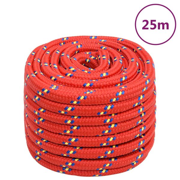 vidaXL Lodné lano červené 20 mm 25 m polypropylén