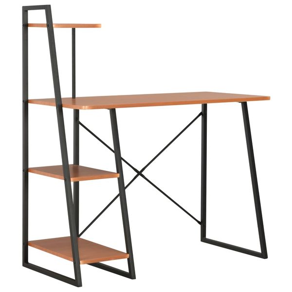 vidaXL Písací stôl s policami, čierny a hnedý 102x50x117 cm