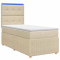 vidaXL LED boxspring posteľ s matracom Krémová 90 x 200 cm Látka