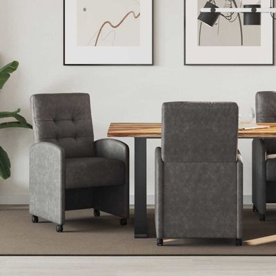 vidaXL Jedálenské stoličky na kolieskach 2 pcs Čierna 58 x 67 x 97 cm