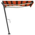 vidaXL Automatická markíza LED senzor vetra 350x250 cm oranžovo-hnedá