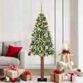 vidaXL Úzky vianočný stromček s 300 LED-i so stojanom Zelená 180 cm