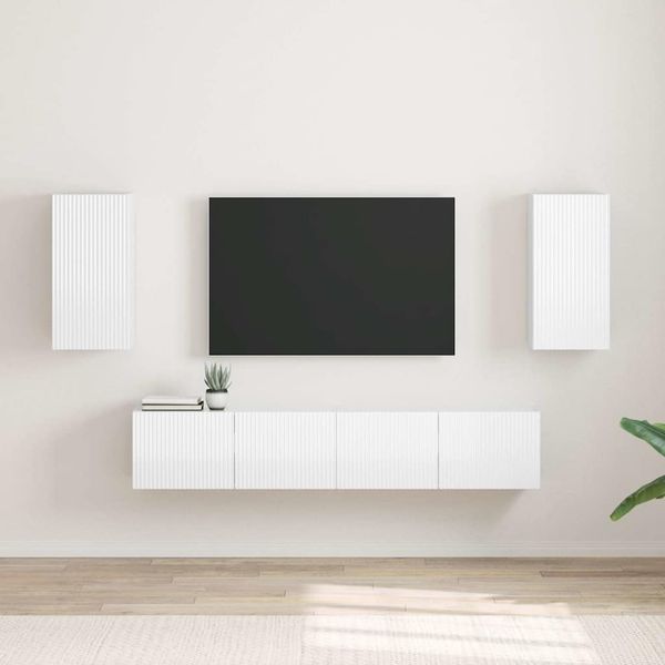 vidaXL TV nástenná skriňa Nástenný 2 pcs Lesklá biela 30 x 31 x 60 cm