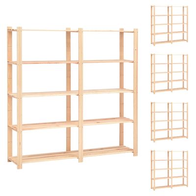 vidaXL Regály s 5 policami 5 ks 170x38x170 cm borovicový masív 500 kg