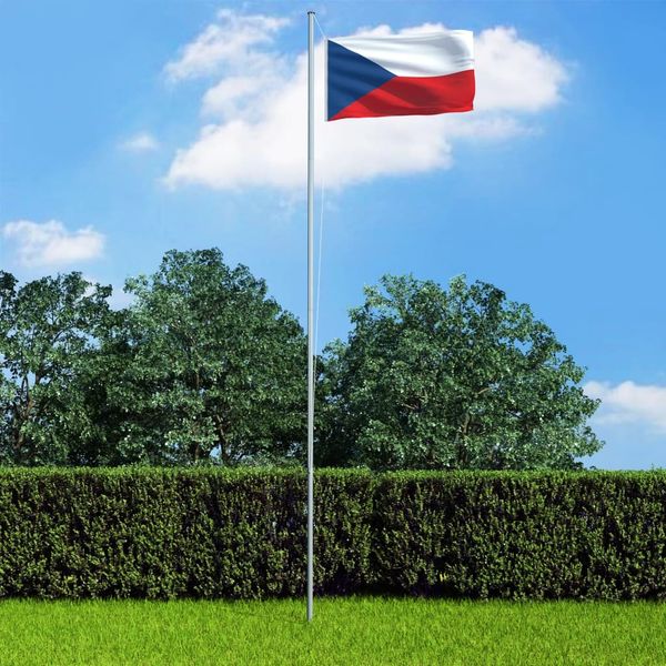 vidaXL Česká vlajka a stĺp 4 m hliníkový
