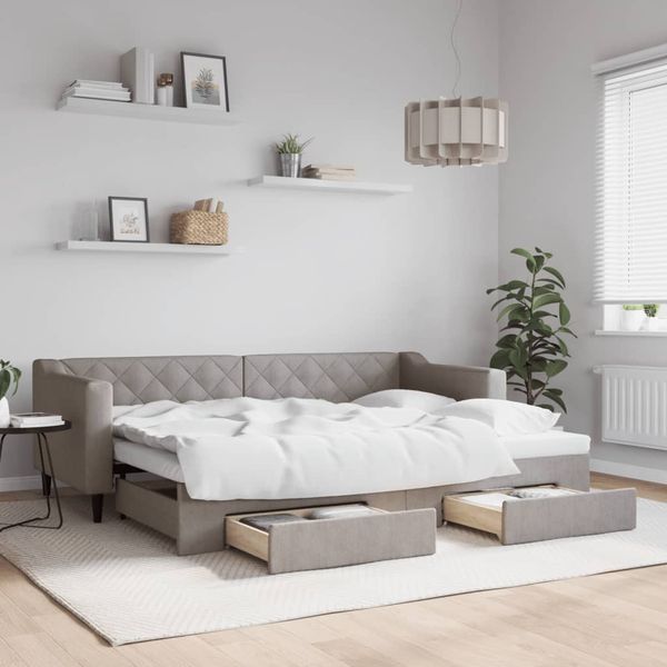 vidaXL Rozkladacia denná posteľ so zásuvkami sivohnedá 80x200 cm látka