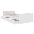 vidaXL Posteľný rám so zásuvkami biely borovicový masív 90x200 cm