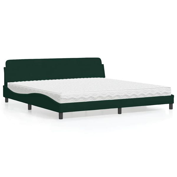 vidaXL Posteľ s matracom Dover tmavozelený 200x200 cm zamat