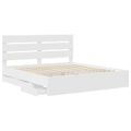 vidaXL Rám postele so zásuvkou Biela 200 x 200 cm Inžinierske drevo