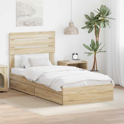 vidaXL Úložná posteľ Sonoma dub 100 x 200 cm Kompozitné drevo