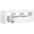 vidaXL TV skrinka s LED svetlami, vysoký lesk, biela 130x35x45 cm