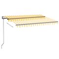 vidaXL Automatická markíza, LED a senzor vetra 350x250 cm, žltá/biela