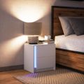 vidaXL Nočný stolík s LED svetlami biely kompozitné drevo